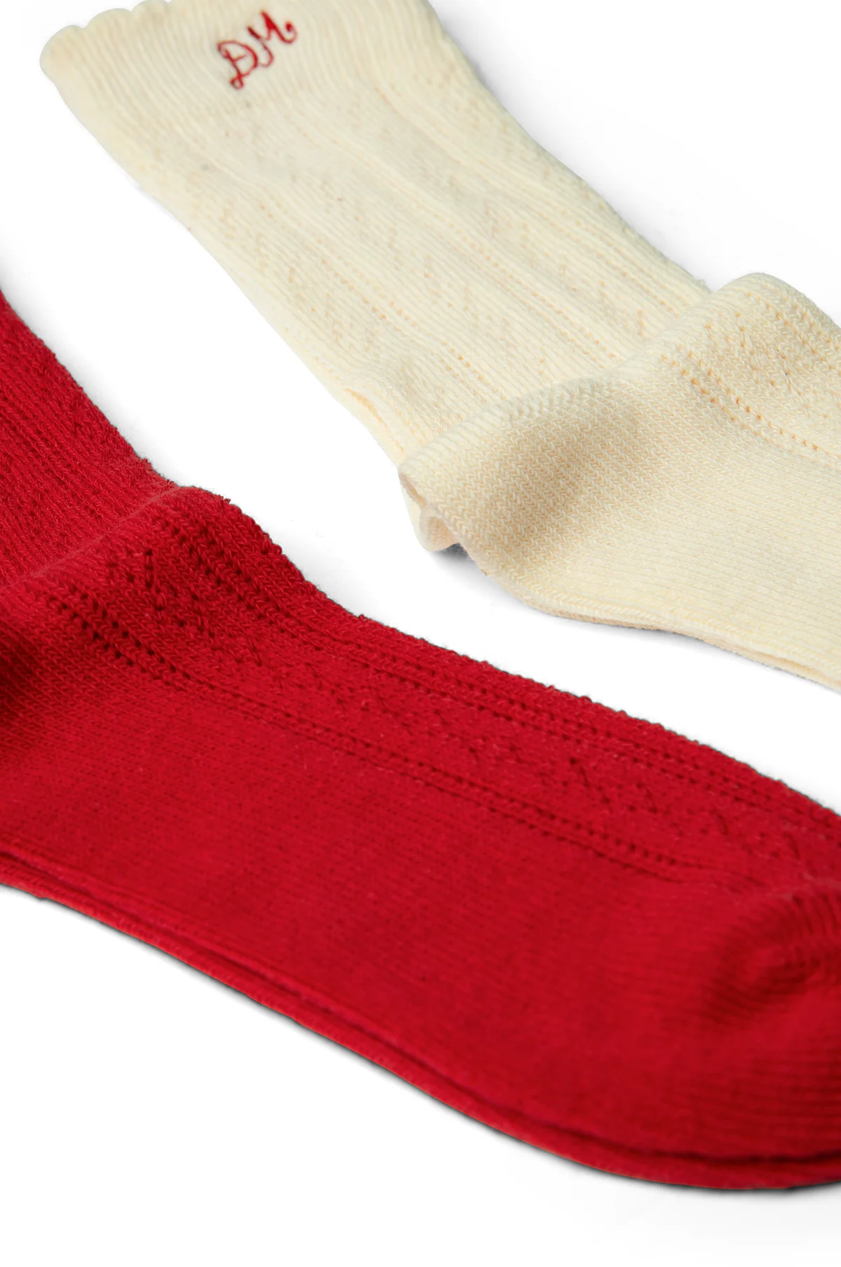 2 Pack Socks Red & Cream Pointelle - Image 3