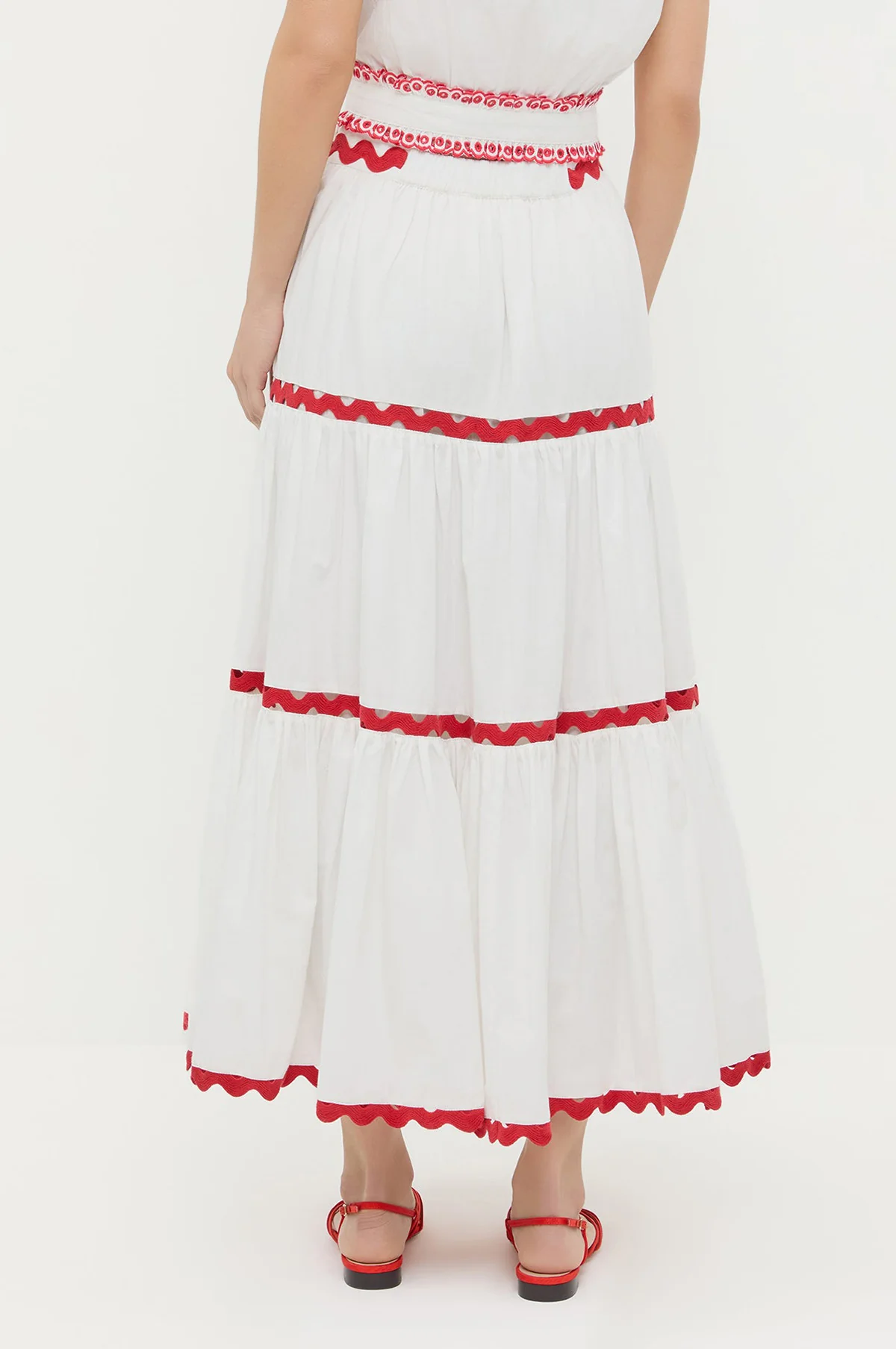 Aimee Tiered Skirt Cream/Red - Image 4