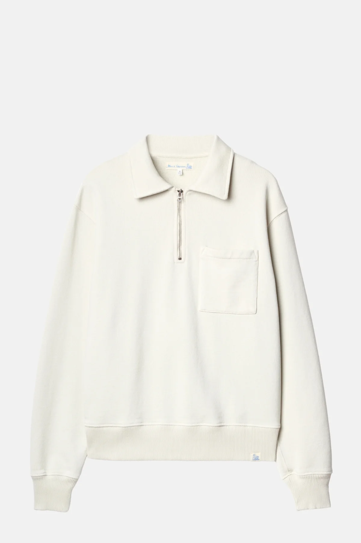 Authentic Fleece Polo Collared Half-Zip Cotton Sweatshirt Nature