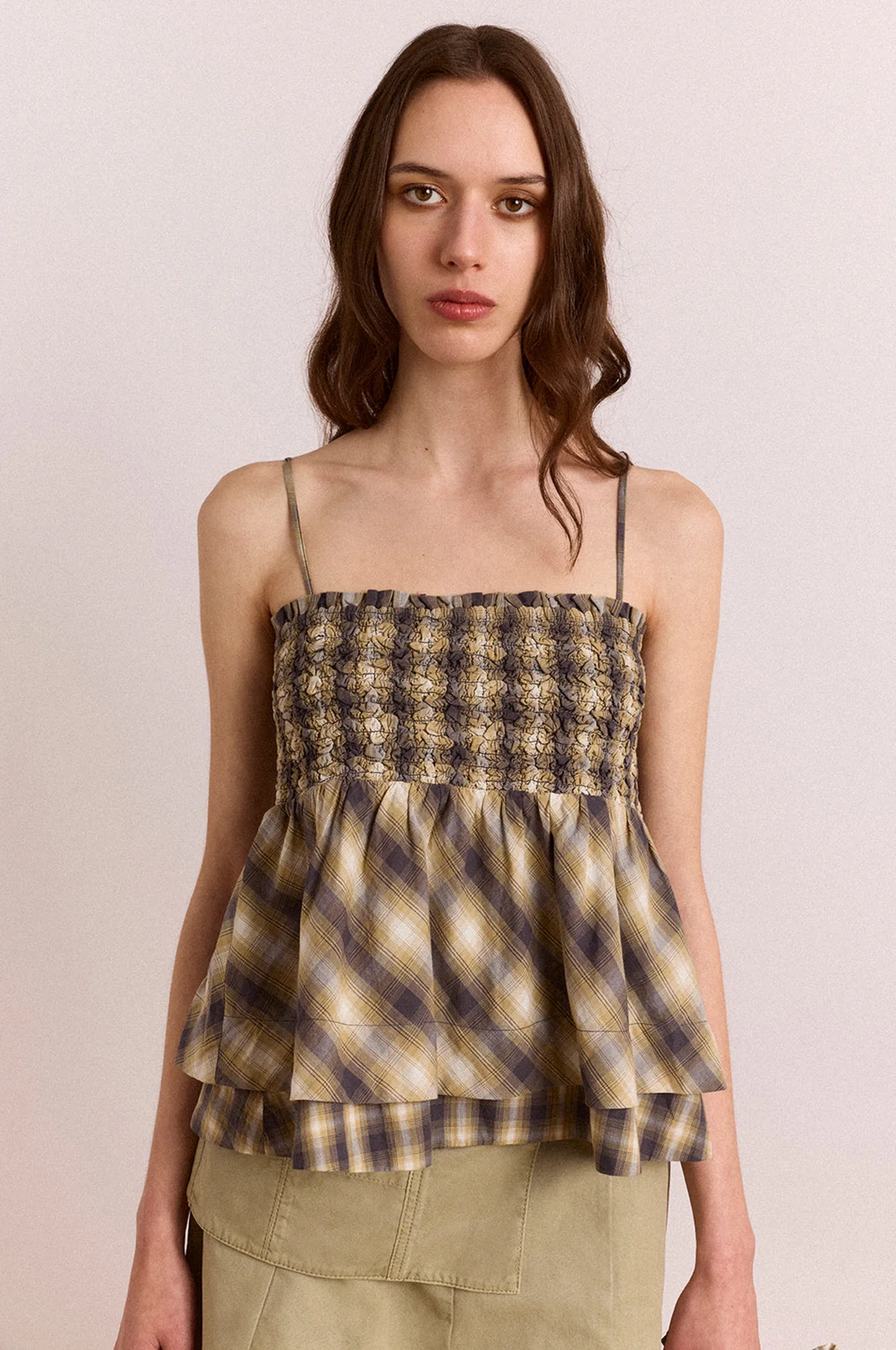 Azalea Cami Cardamon Check Mixed - Image 2