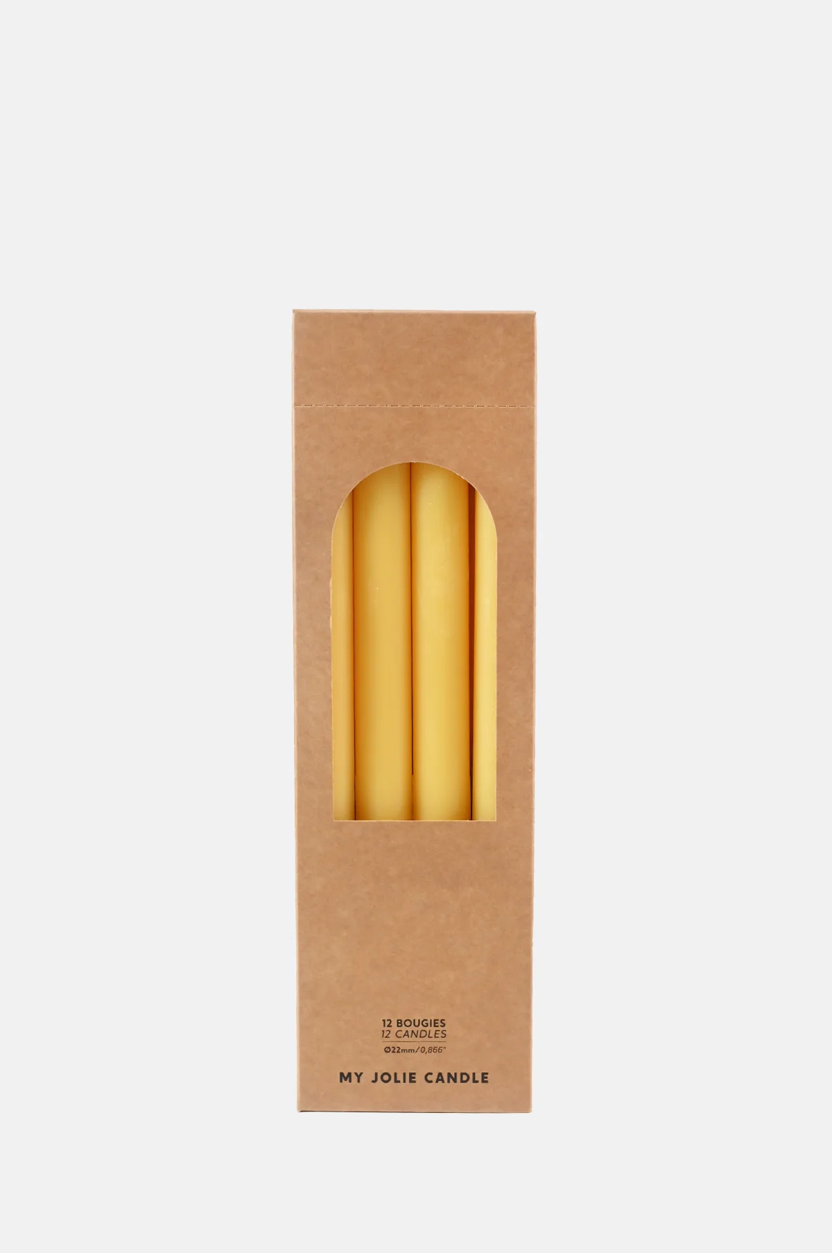 Box of 12 Dinner Candles Jaune