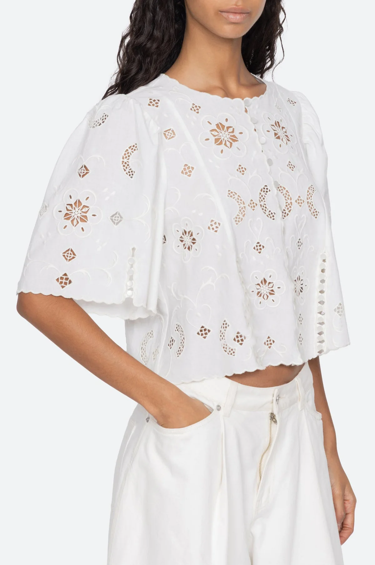 Gardener Emb S/Slv Top White - Image 7