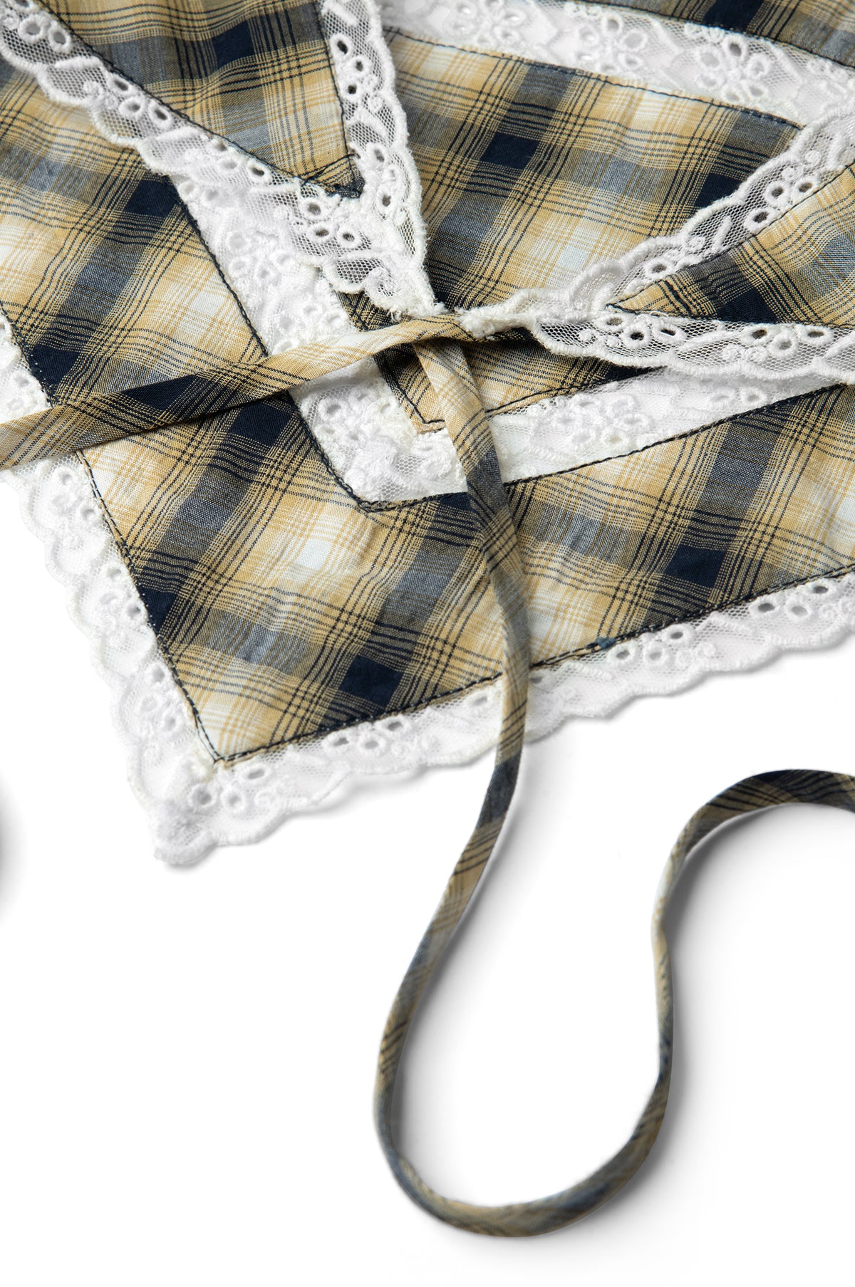Headband with Lace Detail Cardamon Check - Image 7