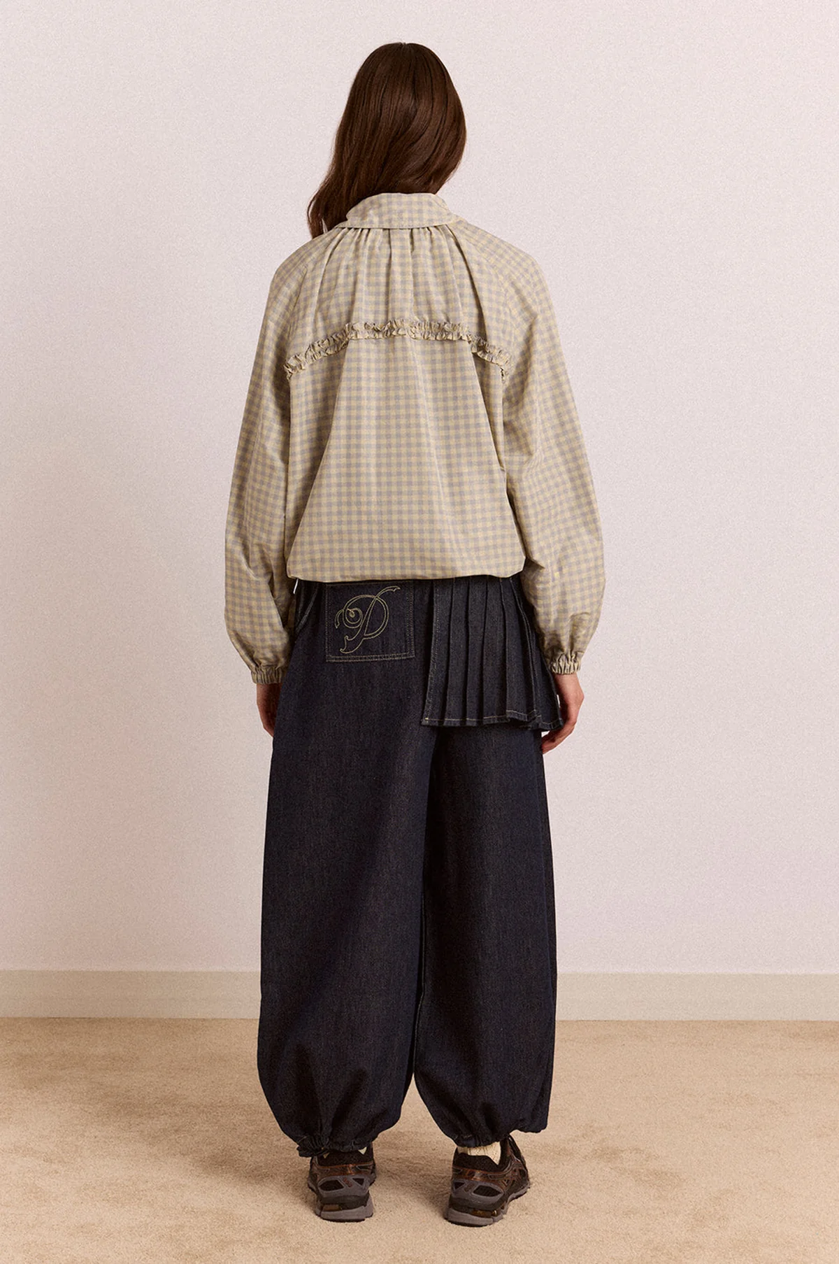 Lailah Lightweight Bomber Oyster Gingham - Image 6