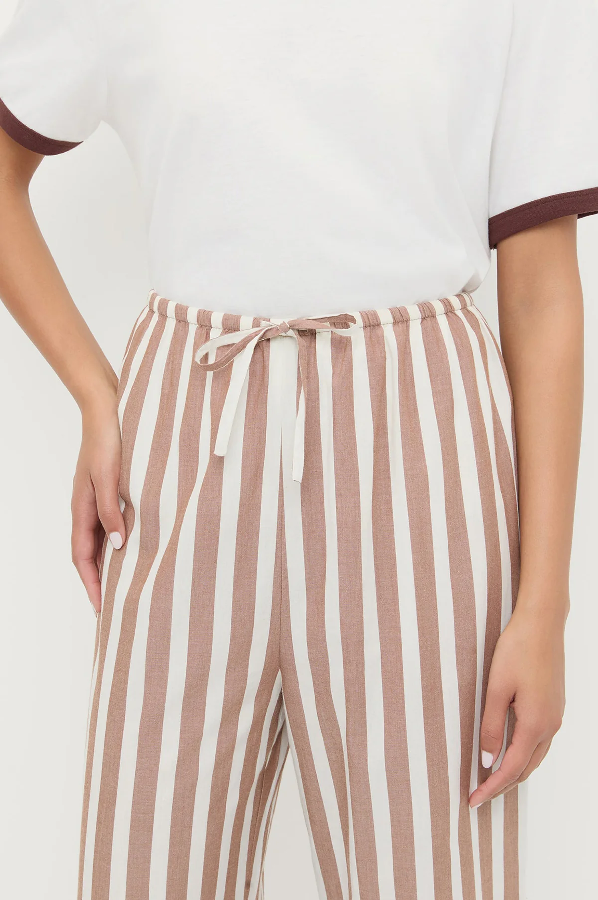 Pella Drawstring Pant Brown/Cream Stripe - Image 3