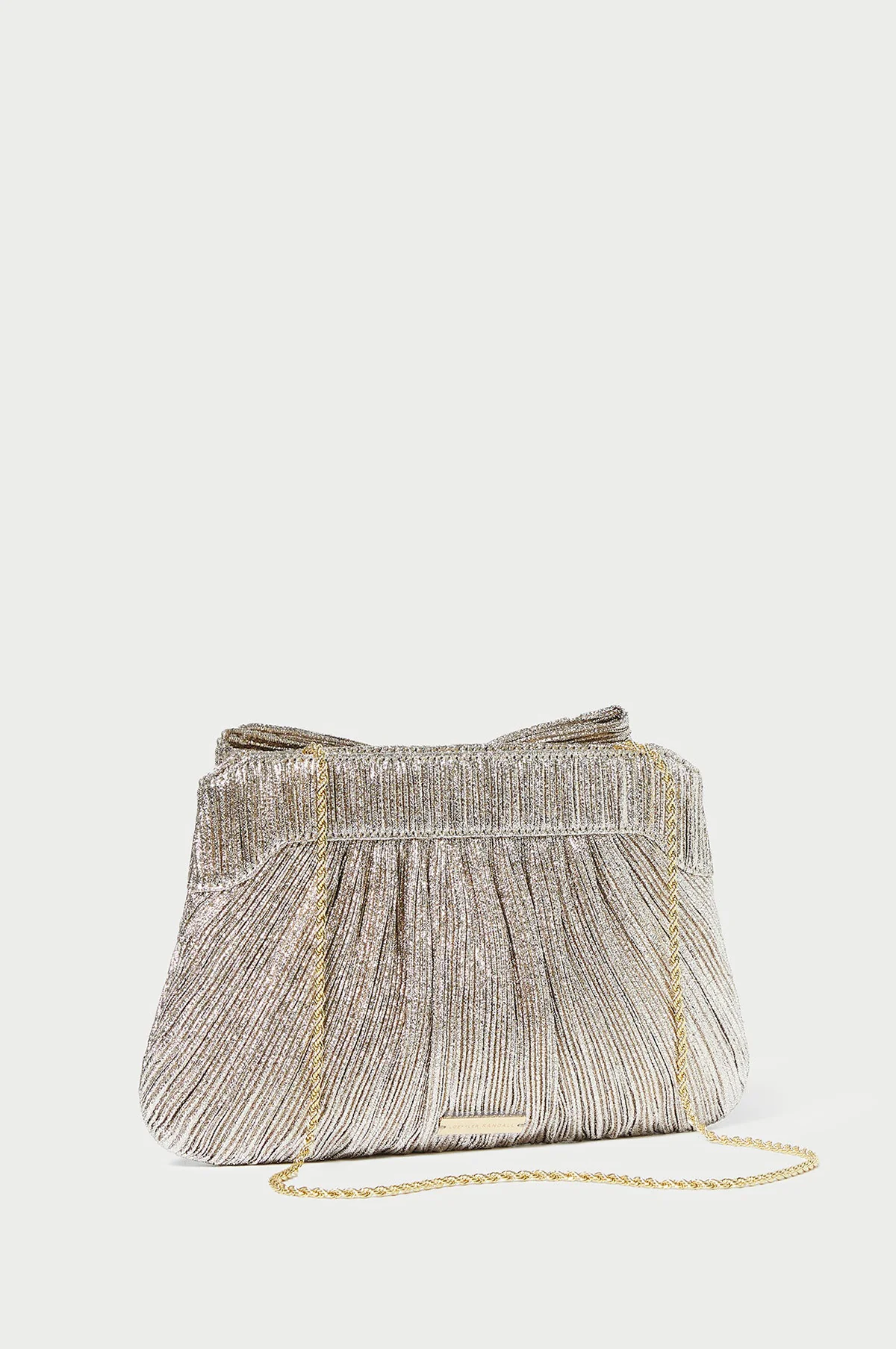 Rayne Pleated Bow Clutch Champagne - Image 4