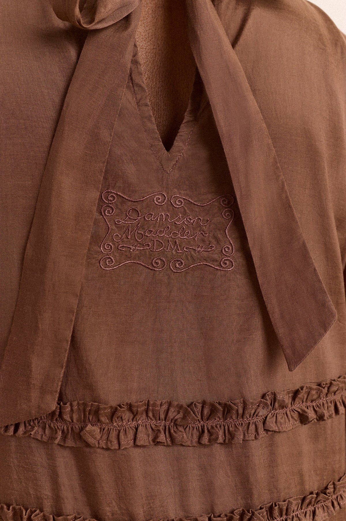 Reed Drop Waist Ruffle Midi Dress Sheer Choc - Image 6