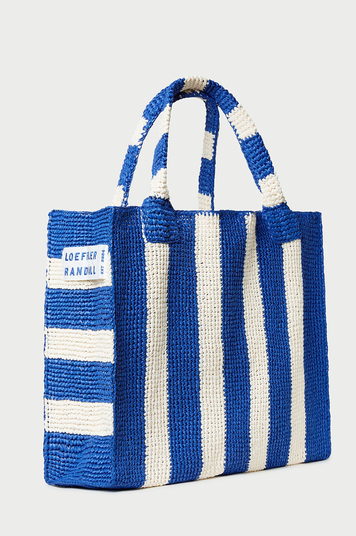 Sol Crochet Beach Tote Blue/Cream Stripe - Image 4